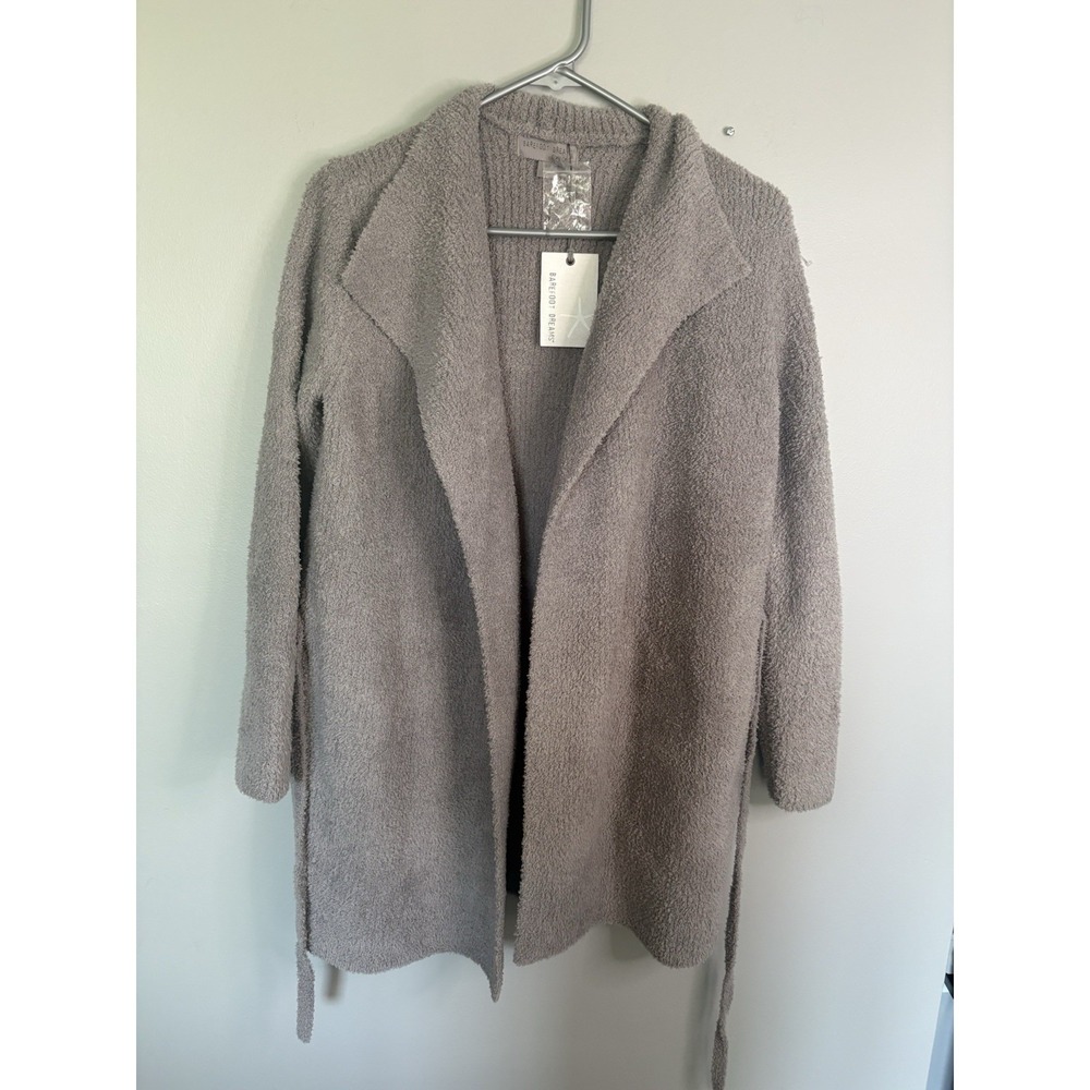 Barefoot Dreams CozyChic Ultra Waist Tie Cardigan In Pewter XS NWT